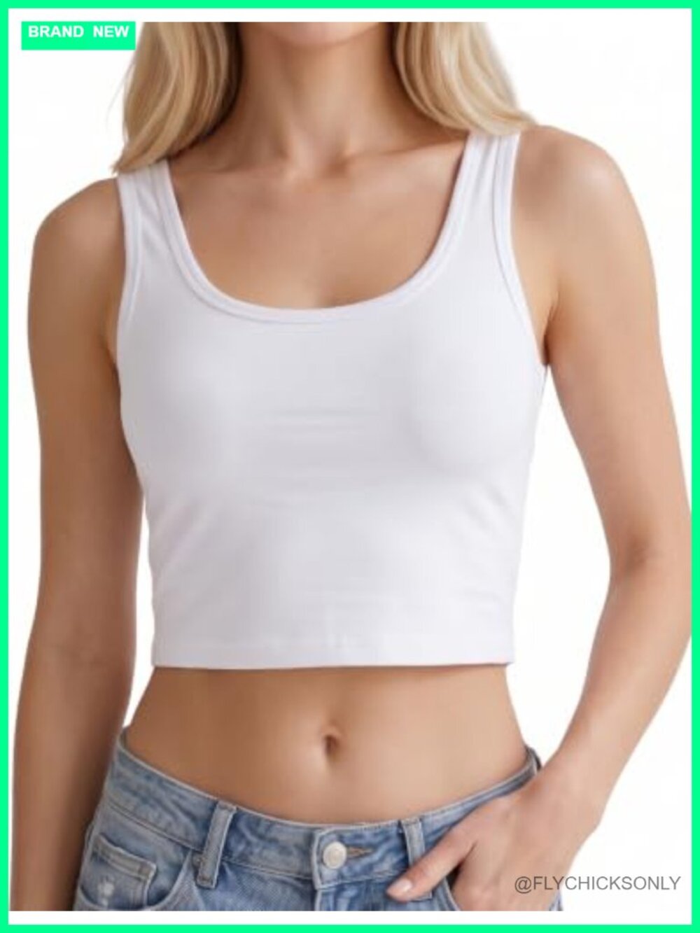 Womens Cotton Crop Top U Neck Sleeveless Slim Fit Summer Basic Tank